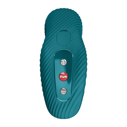 FUN FACTORY LAYA III Auflegevibrator in Türkis mit strukturierten Oberflächen in der Draufsicht