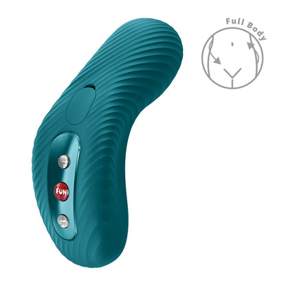 FUN FACTORY LAYA III Auflegevibrator in Türkis mit Layering-Effekt in der Vorderansicht