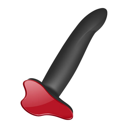 FUN FACTORY LIMBA FLEX flexibler Dildo in Schwarz mit rotem Saugfuß in schräger Produktansicht