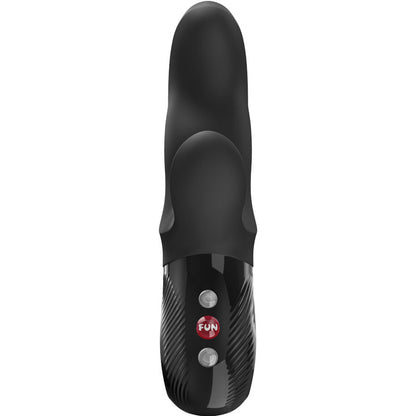 FUN FACTORY MISS BI Rabbit-Vibrator in Schwarz mit Stimulationsarm und sichtbaren Bedienelementen in der Vorderansicht