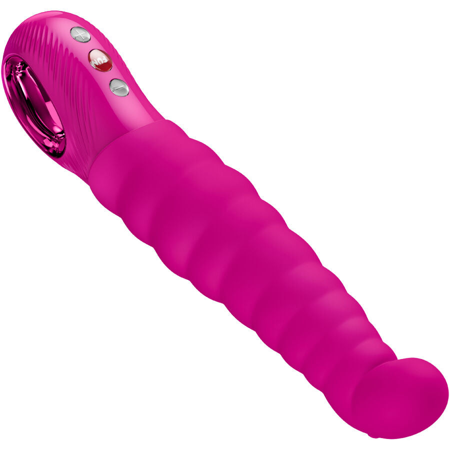 FUN FACTORY PATCHY PAUL G-Punkt-Vibrator in Pink mit strukturierter Oberfläche in schräger Detailansicht