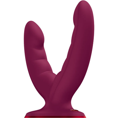 FUN FACTORY RYDE Grinding Doppeldildo in Pink mit zwei unterschiedlich geformten Stimulationsarmen und Saugfuß