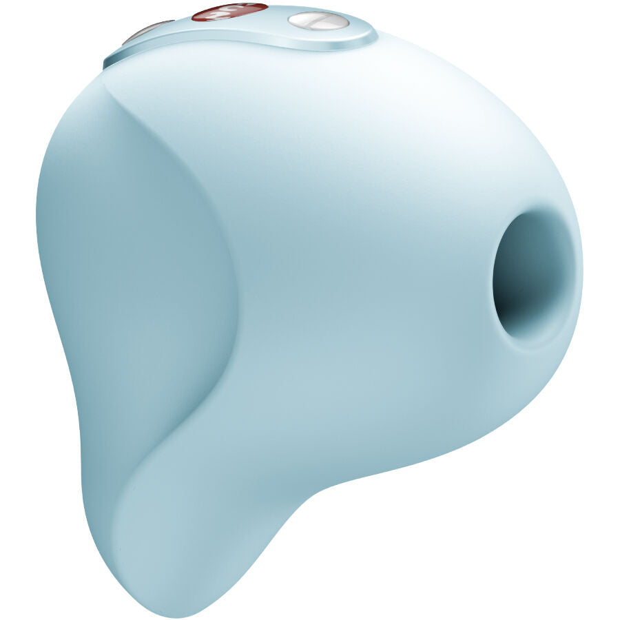 FUN FACTORY SEDUCTION Air Pulse Druckwellenvibrator in Hellblau mit Stimulationsöffnung in der Seitenansicht