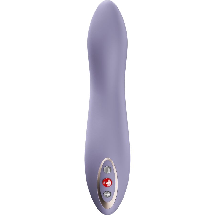 FUN FACTORY STRONIC FLOW G-Punkt-Pulsator in Hellviolett – Frontansicht mit schlanker Form, sanfter Kurve und sichtbaren Bedienelementen