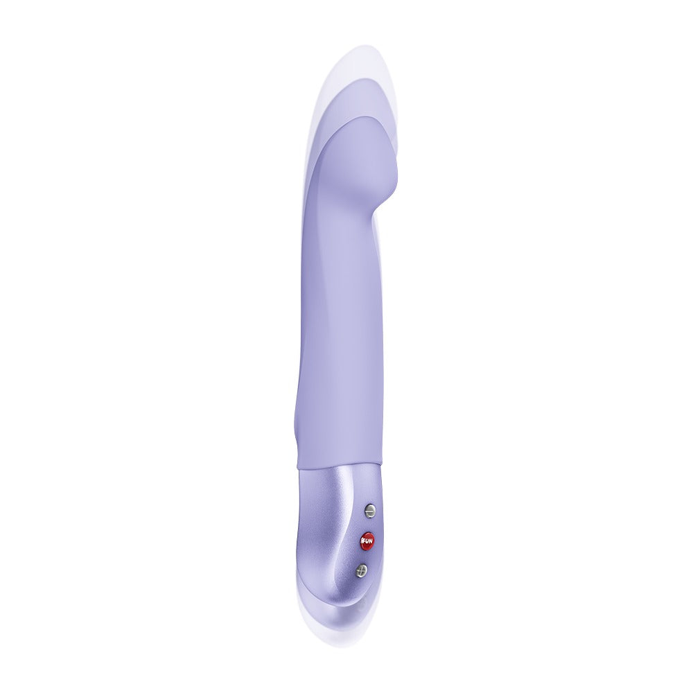 FUN FACTORY STRONIC G Premium-Pulsator in Lila mit gebogener Spitze in der Seitenansicht