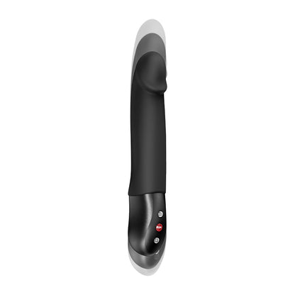 FUN FACTORY STRONIC REAL Premium-Pulsator in Schwarz mit gebogener Spitze in der Seitenansicht
