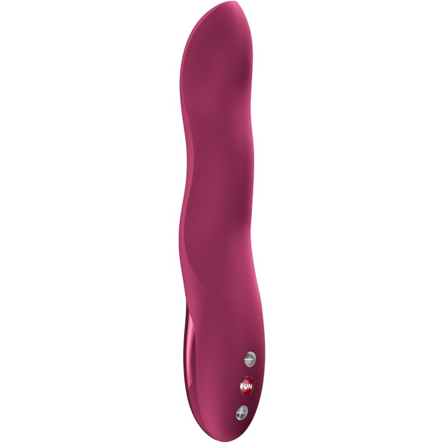 FUN FACTORY STRONIC WAVE Thrusting Pulsator in Weinrot – Frontansicht mit länglicher geschwungener Form und sichtbaren Bedienelementen