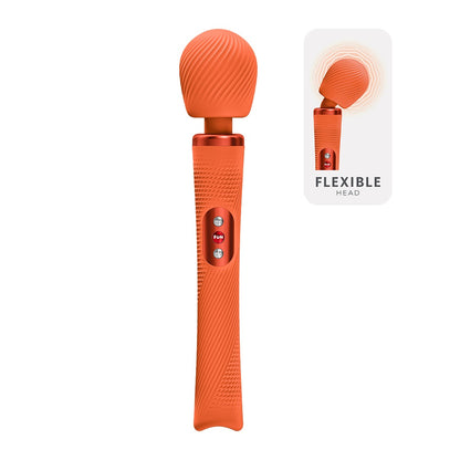 FUN FACTORY VIM Premium Wand-Massager in Orange mit flexiblem Massagekopf in der Gesamtansicht