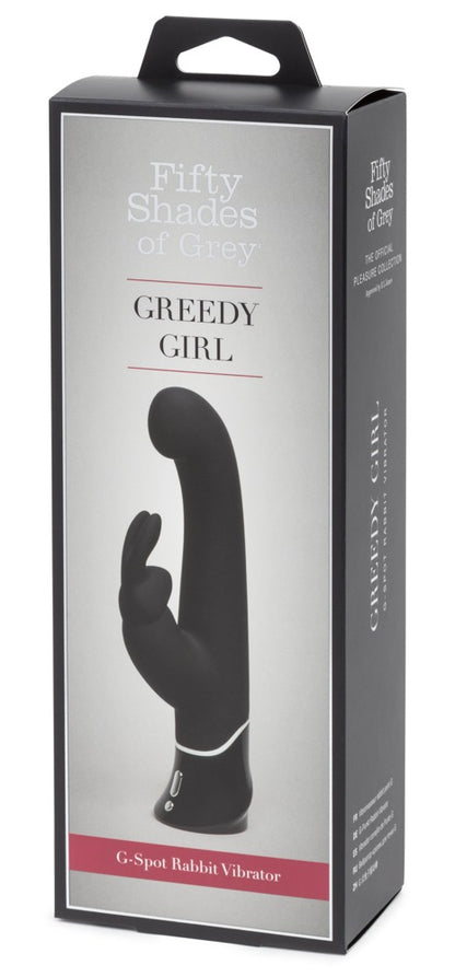 Verpackung Greedy Girl G-Spot Rabbit Vibrator Fifty Shades of Grey Design