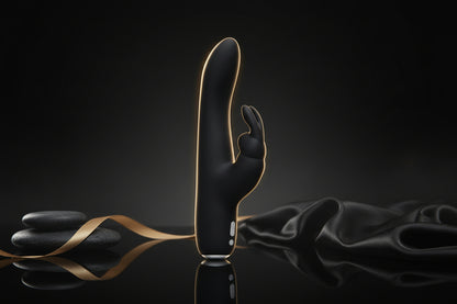 Schlanker schwarzer Rabbit Vibrator mit gebogener Form