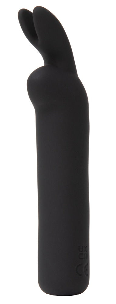 Happy Rabbit Bullet Vibe in Schwarz in Hauptansicht mit kompaktem Vibratorkörper und flexiblen Bunny-Öhrchen