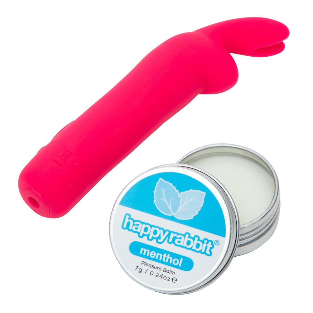 Happy Rabbit Rabbit-Ears Bullet-Vibrator in Pink zusammen mit stimulierendem Gel aus dem Clitoral Pleasure Kit
