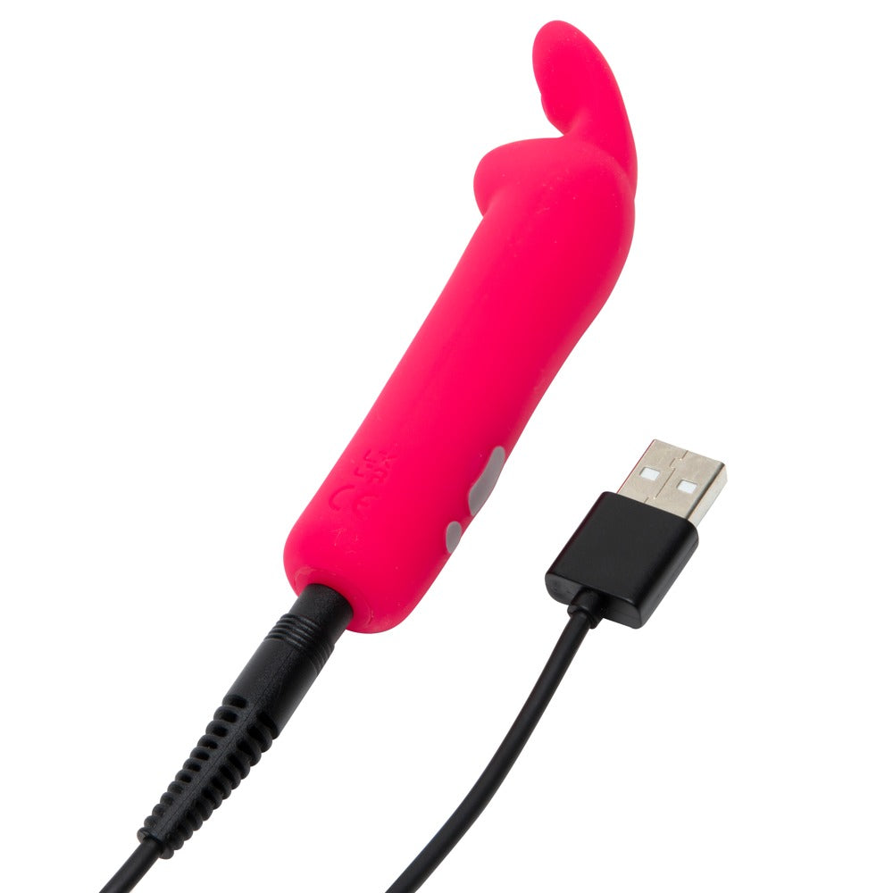 Happy Rabbit Rabbit-Ears Bullet-Vibrator in Pink mit USB-Ladekabel zur Darstellung der wiederaufladbaren Funktion