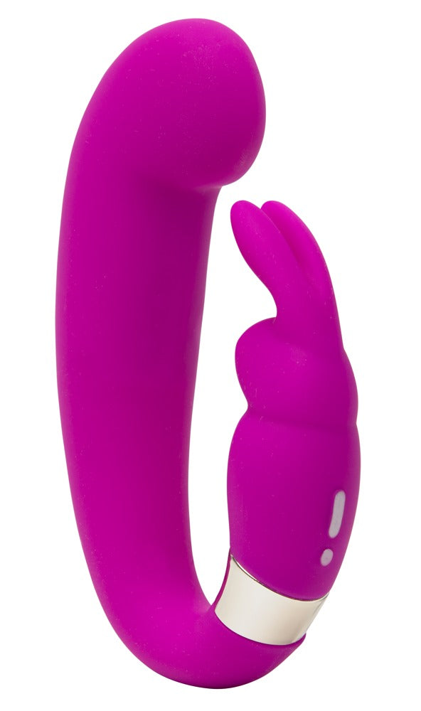 Happy Rabbit G-Spot Clitoral Curve in Lila in Hauptansicht mit gebogenem Schaft und flexiblem Bunny-Stimulator
