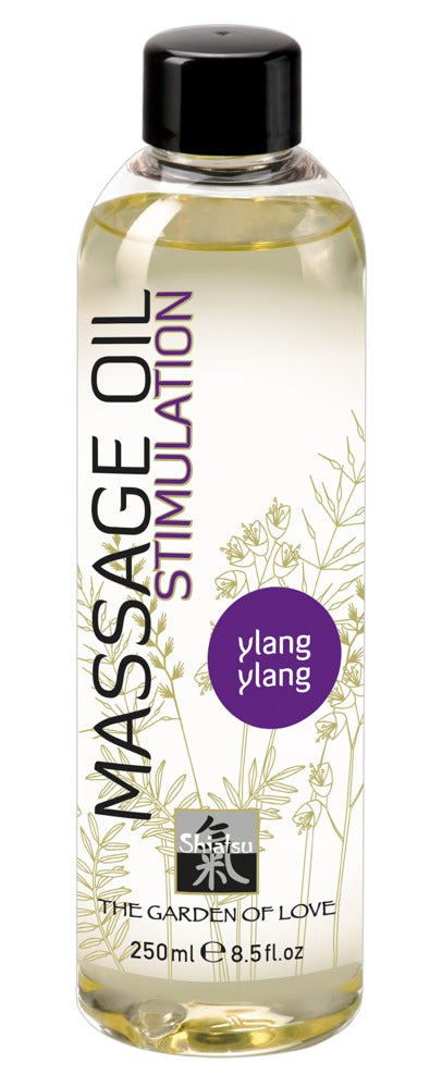 HOT Shiatsu Massage Oil Stimulation Ylang-Ylang in der Flasche in der Vorderansicht