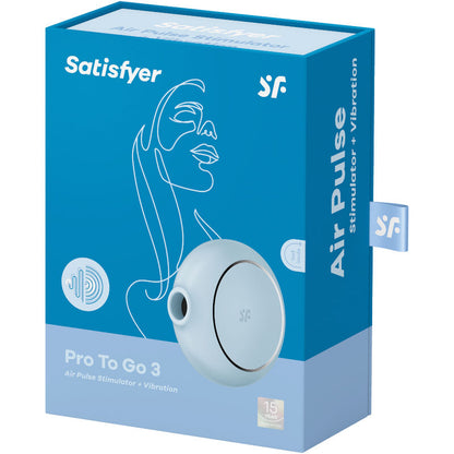 PRO TO GO 3 DOPPELTER LUFTPULSSTIMULATOR & VIBRATOR BLAU - Produktansicht 5