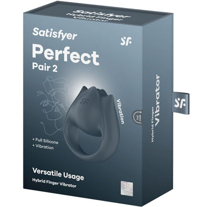 PERFECT PAIR 2 MULTIVIBRATOR 2 IN 1 PENISRING UND FINGERSTIMULATOR GRAU - Produktansicht 9