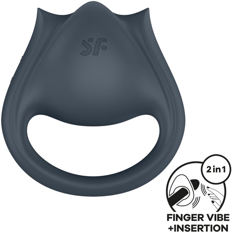 PERFECT PAIR 2 MULTIVIBRATOR 2 IN 1 PENISRING UND FINGERSTIMULATOR GRAU - Produktansicht 1