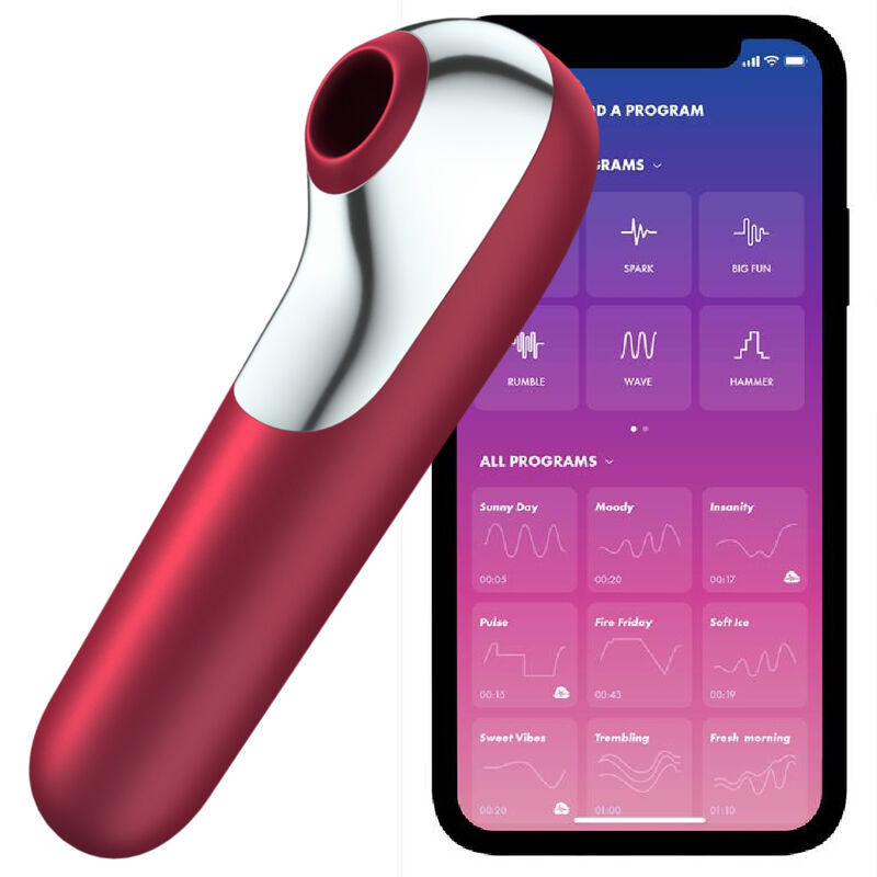 DUAL LOVE VIBRATOR UND SAUGER MIT PULSIERTER LUFT ROT - Produktansicht 1