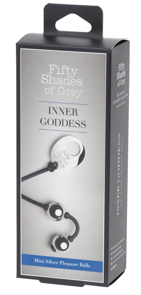 Verpackung der Inner Goddess Mini Silver Pleasure Balls aus der Fifty Shades of Grey Kollektion