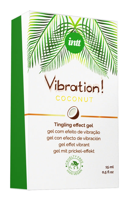 intt Liquid Vibration Coconut Stimulationsgel Verpackung mit Kokos-Aroma und veganer Formel