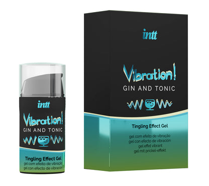 intt Liquid Vibration Gin Tonic Stimulationsgel mit Verpackung und Flasche für stilvolle intime Wellness Momente