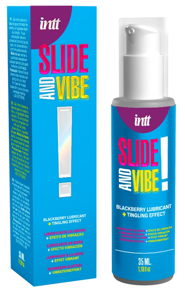 intt Slide and Vibe Blackberry Gleitgel mit prickelndem Effekt inklusive Verpackung