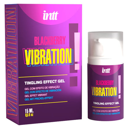 intt Vibration Blackberry Tingling Effect Gel mit Verpackung und 15 ml Inhalt