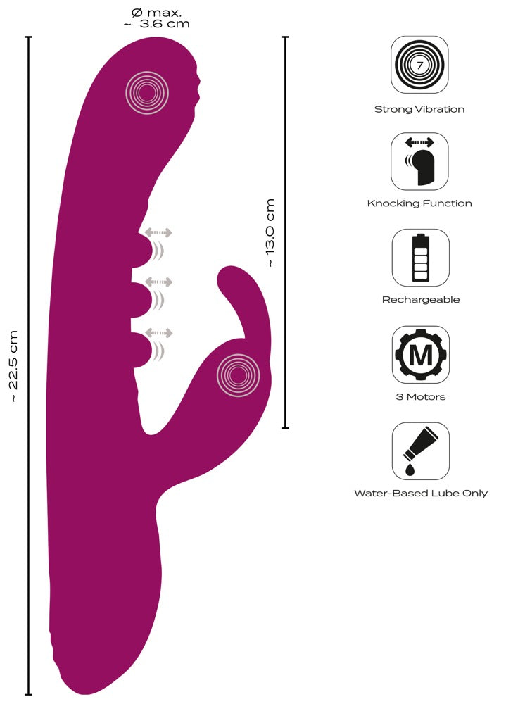 Maßübersicht des Javida Vibrators mit technischen Details