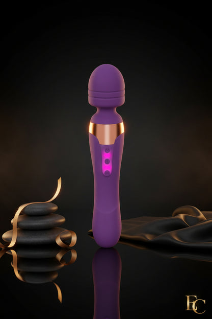 Javida Double Massager Vibrator lila Gesamtansicht beidseitig nutzbar