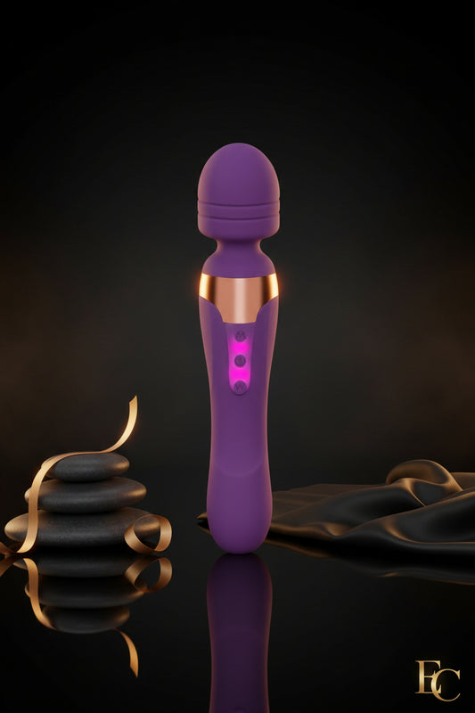 Javida Double Massager Vibrator lila Gesamtansicht beidseitig nutzbar