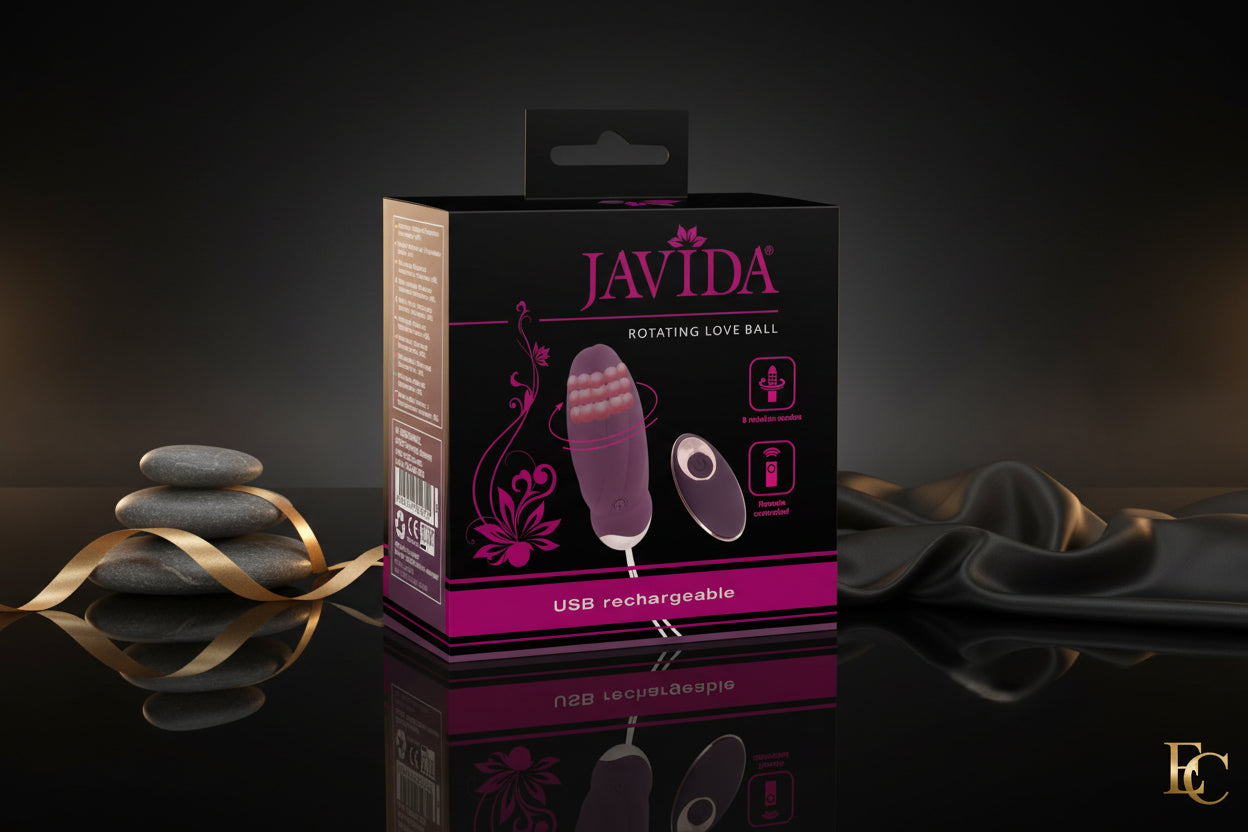 Produktverpackung des Javida Rotating Love Ball von vorne