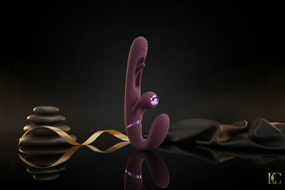 Strapless Doppelvibrator in ergonomischer Seitenansicht