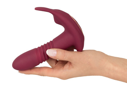 Javida Hands-free Vibrator in der Hand gehalten