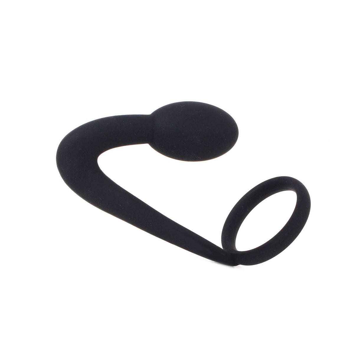 KIOTOS X Silicone Anal Lock schwarzer Plug mit Ring in seitlicher Produktansicht