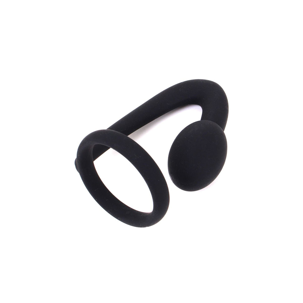 KIOTOS X Silicone Anal Lock schwarzes Plug-und-Ring-Set aus rückwärtiger Perspektive
