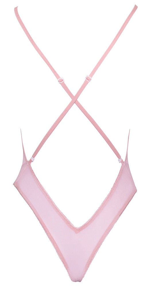 Kissable Body in Rosé mit freiem Rücken und gekreuzten Trägern als Produktansicht von hinten