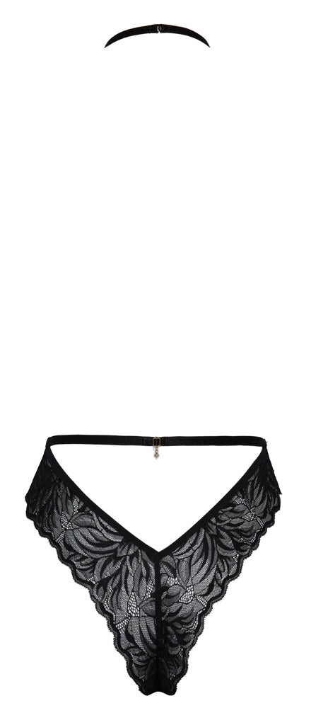Kissable Neckholder-Body in Schwarz mit freiem Rücken und Taillenband als Produktansicht von hinten