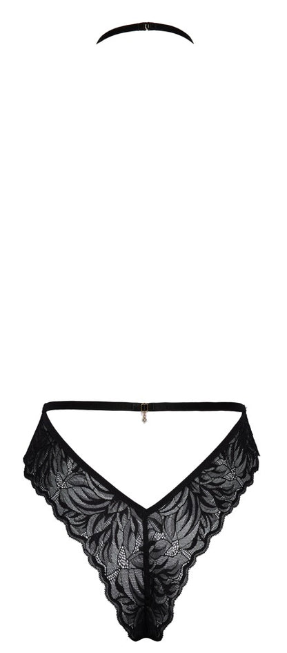 Kissable Neckholder-Body in Schwarz mit freiem Rücken und Taillenband als Produktansicht von hinten