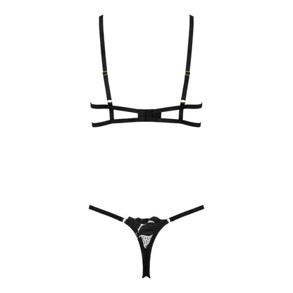 Kotek KO TP103 schwarzes Dessous-Set in Rückansicht mit schmalen BH-Trägern, Rückenverschluss und String