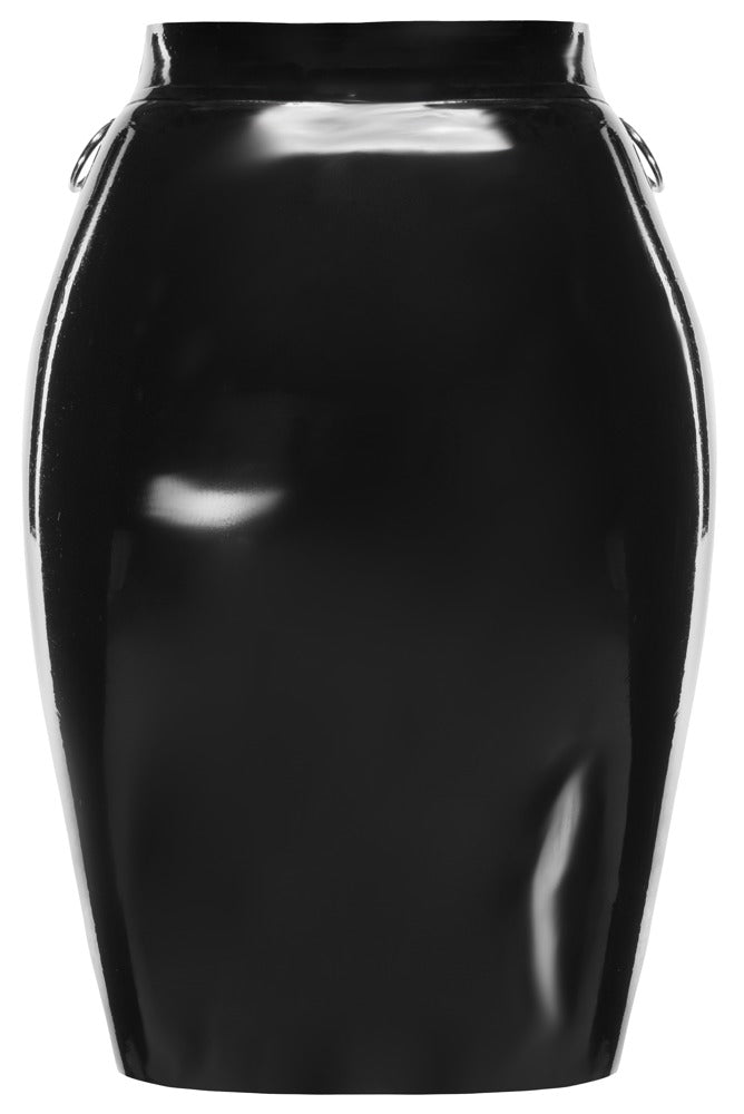 Rückansicht des LateX Latex-Bleistiftrocks mit Reißverschluss