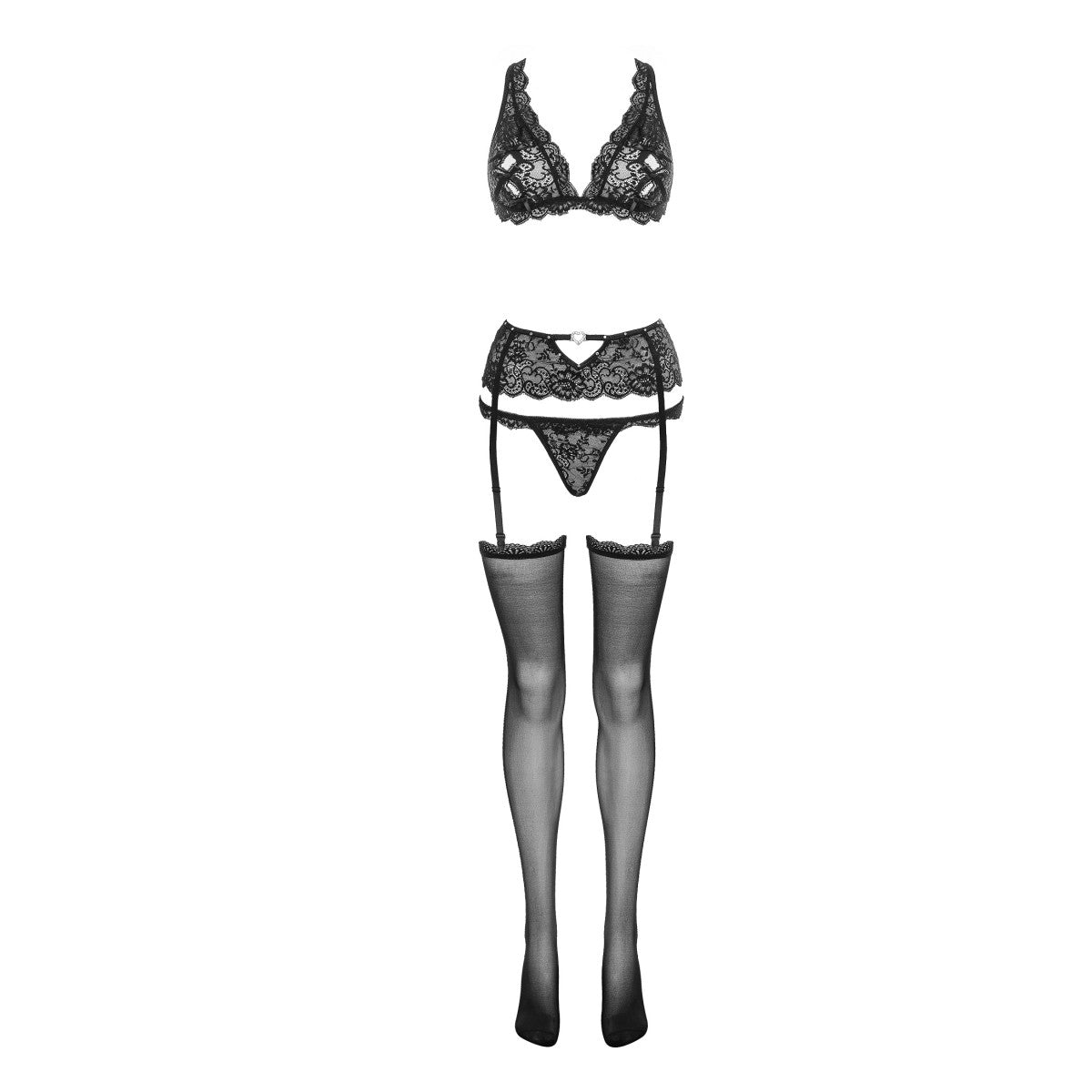 LivCo Corsetti Fashion LC Esmenna 4pcs set with garter belt and stockings black - Produktansicht 3