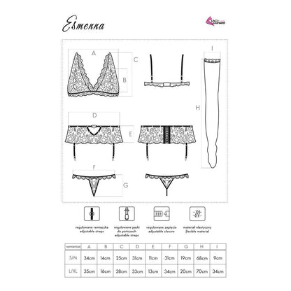 LivCo Corsetti Fashion LC Esmenna 4pcs set with garter belt and stockings black - Produktansicht 5