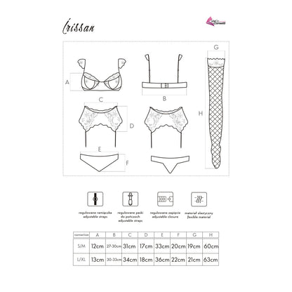 LivCo Corsetti Fashion LC Irissan 4pcs set with garter belt and stockings black - Produktansicht 5