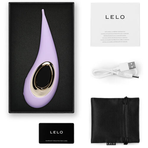 LELO DOT Premium Klitorisstimulator mit Verpackungsinhalt in Lilac von LELO