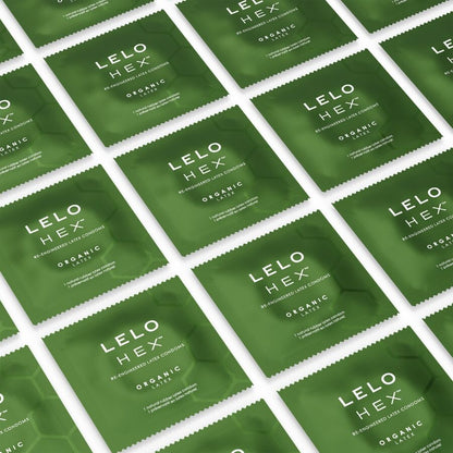 Detailansicht der LELO HEX Kondome mit sechseckiger Struktur
