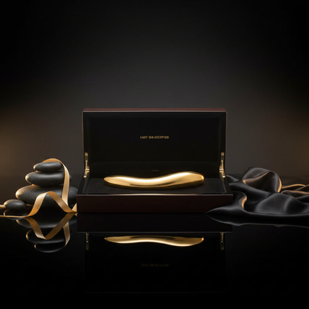 LELO INEZ 24 Karat Gold Vibrator in geöffneter Premium-Geschenkverpackung