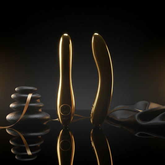 LELO INEZ 24 Karat Gold Vibrator in eleganter Seitenansicht mit luxuriöser Goldbeschichtung