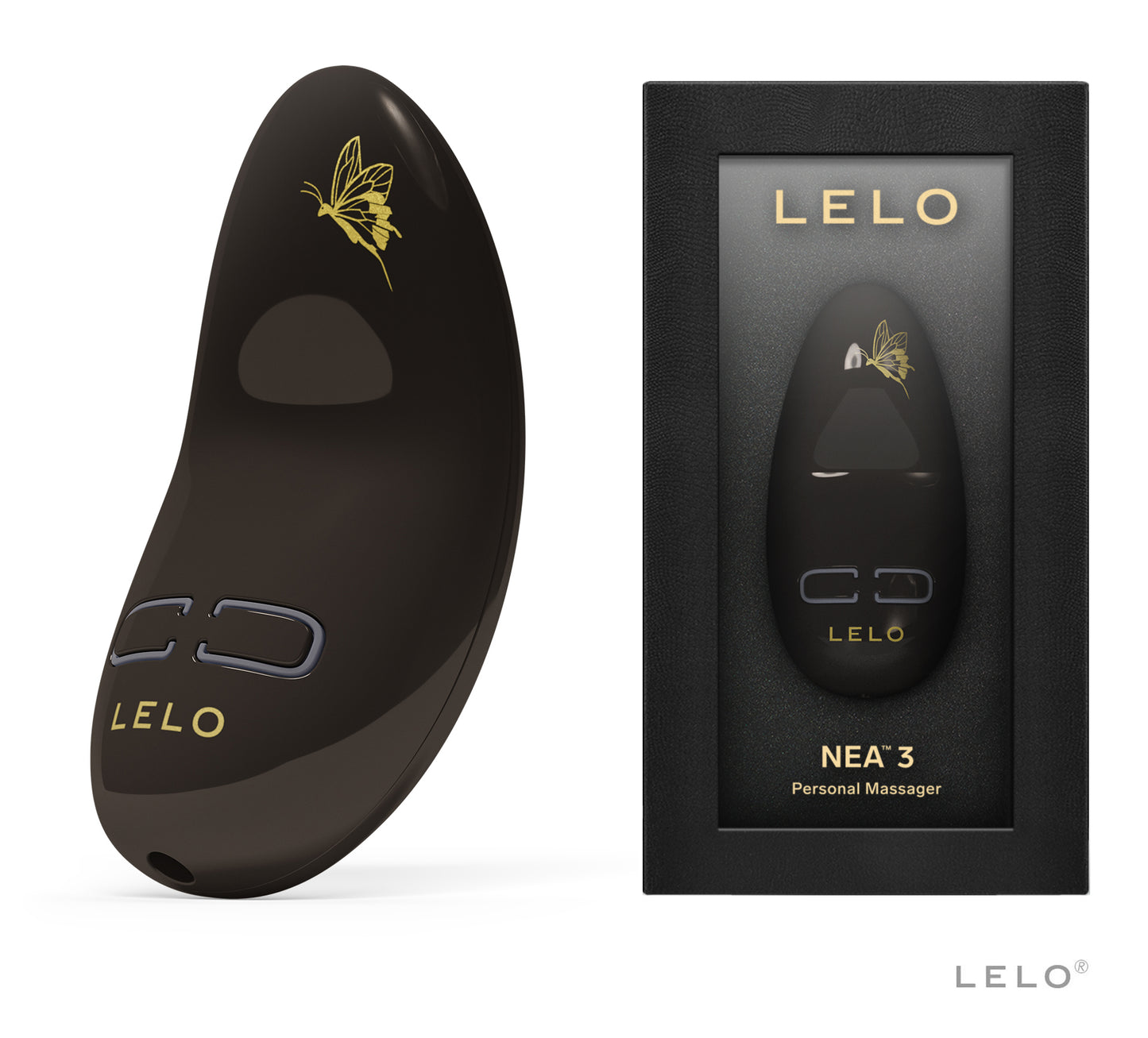 LELO NEA 3 Auflegevibrator in Verpackung mit Produktansicht