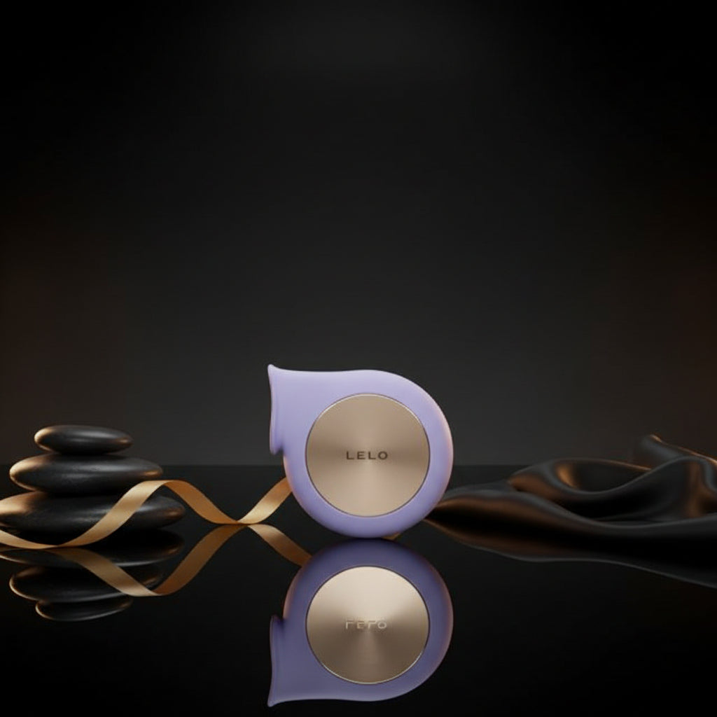 LELO SILA Schallwellenvibrator in luxuriöser Produktverpackung vor dunklem Hintergrund